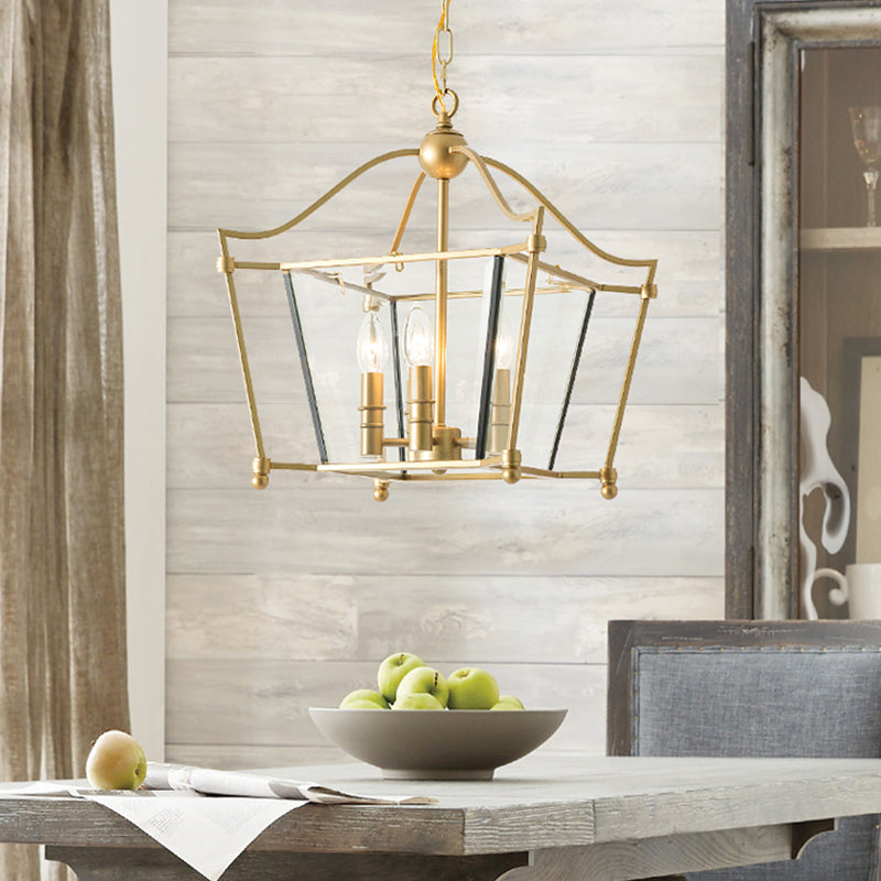 Traditional Gold 4-Light Metal Chandelier - Elegant Candle-Style Pendant For Dining Room