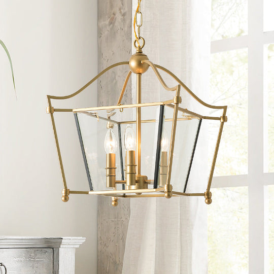 Traditional Gold 4-Light Metal Chandelier - Elegant Candle-Style Pendant For Dining Room