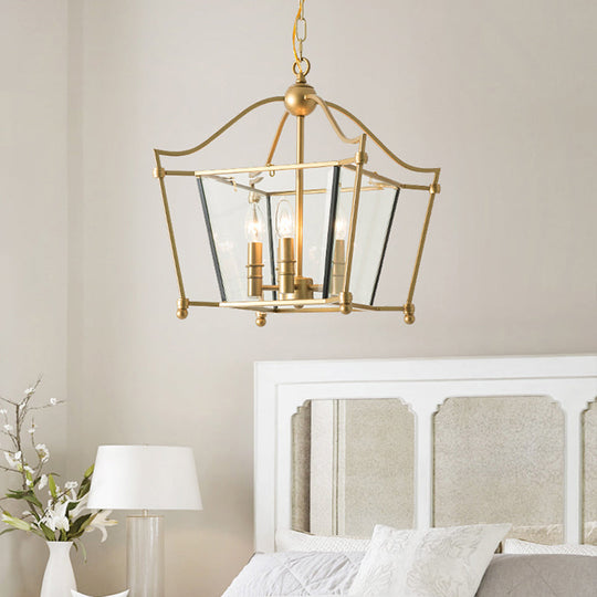 Traditional Gold 4-Light Metal Chandelier - Elegant Candle-Style Pendant For Dining Room