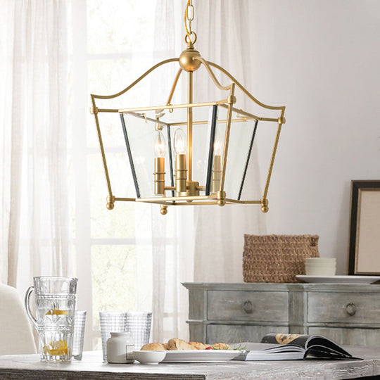 Traditional Gold 4-Light Metal Chandelier - Elegant Candle-Style Pendant For Dining Room