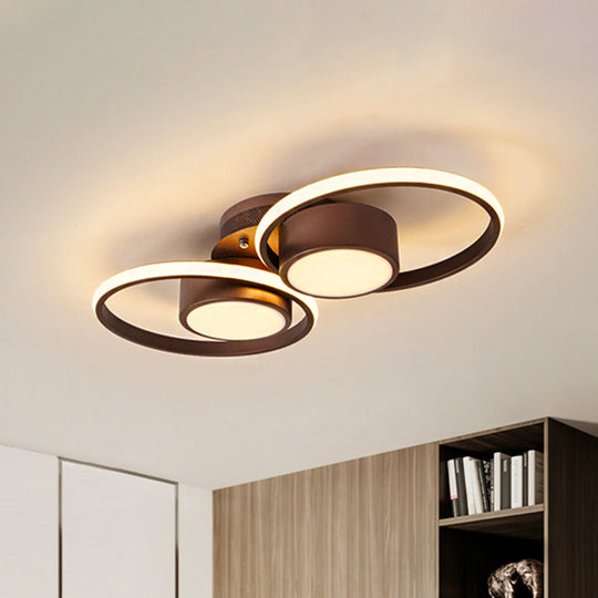 Contemporary LED Ceiling Light with Acrylic Shade Available in Warm/White Light - 2/4/6 Lights Flush Mount Fixture in Brown Round Design