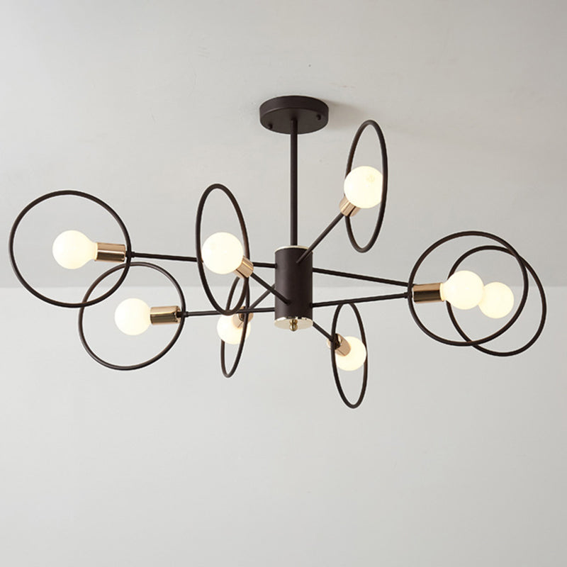 6/8/12-Head Tiered Circle Pendant Chandelier - Loft Style Coffee Iron Ceiling Light For Living Room