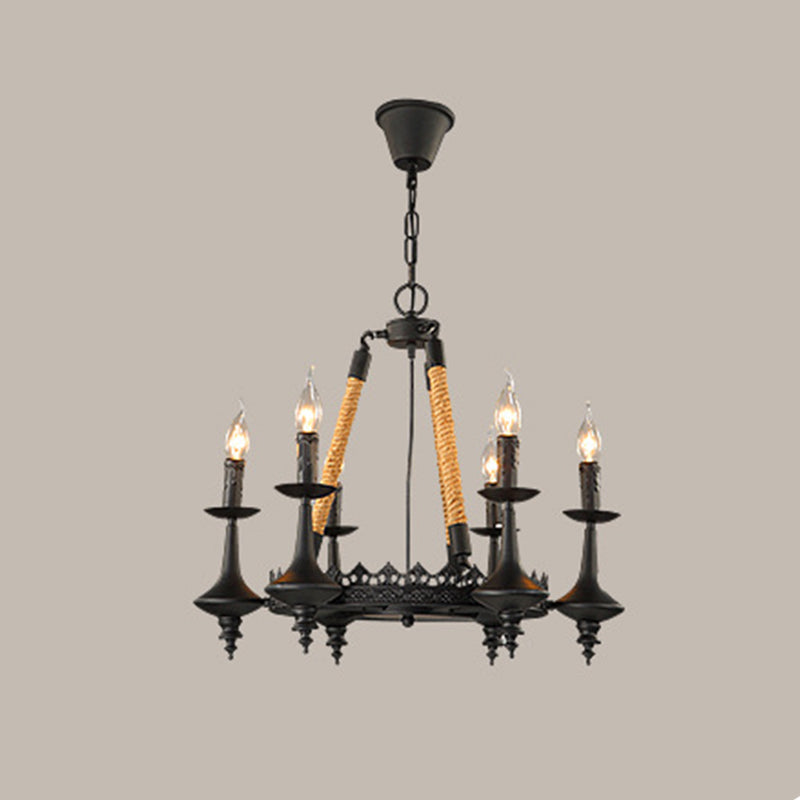 Iron Candle Chandelier Light Fixture - 6/8 Heads Black Dining Room Hanging Ceiling