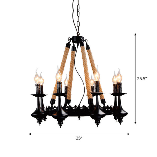 Iron Candle Chandelier Light Fixture - 6/8 Heads Black Dining Room Hanging Ceiling