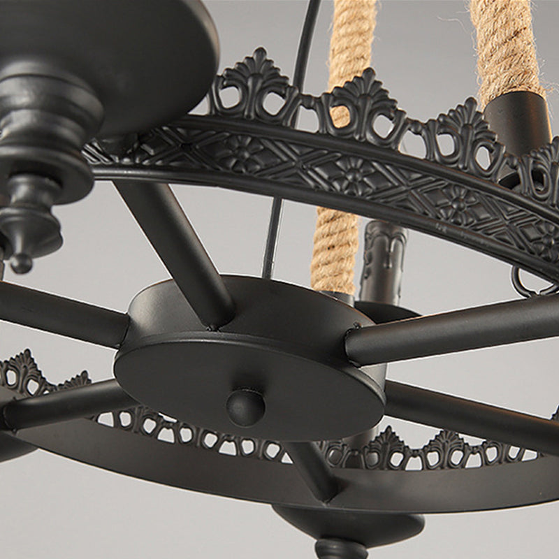 Iron Candle Chandelier Light Fixture - 6/8 Heads Black Dining Room Hanging Ceiling