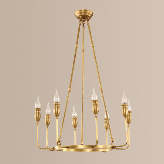 Retro Metal 6/8-Light Gold Chandelier Pendant Light With Adjustable Hanging Rod - Candlestick Dining