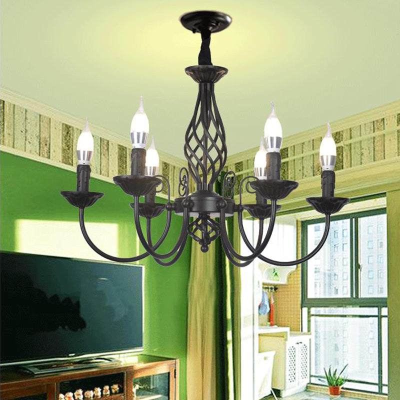 Traditional Metal Chandelier Lamp With Swooping Arms - 3/4/5 Lights Black/White Perfect For Living