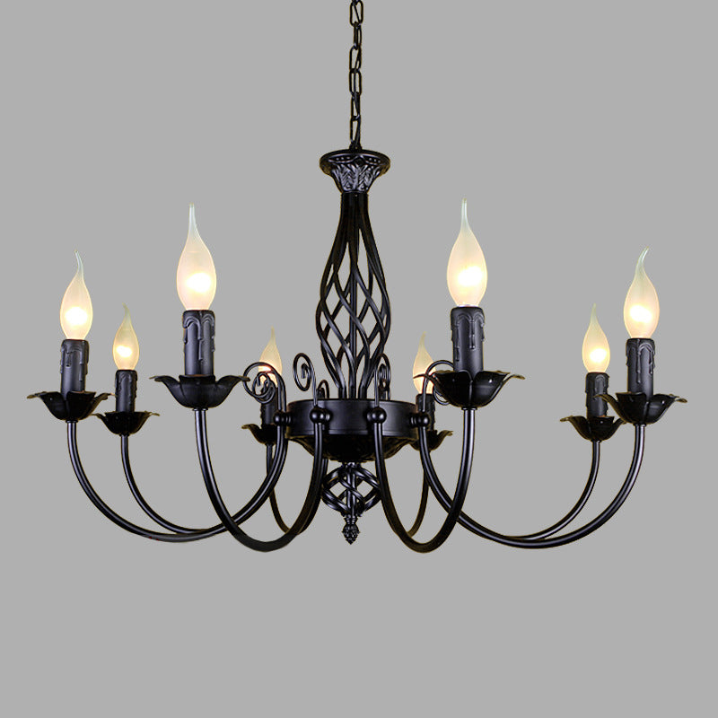 Traditional Metal Chandelier Lamp With Swooping Arms - 3/4/5 Lights Black/White Perfect For Living