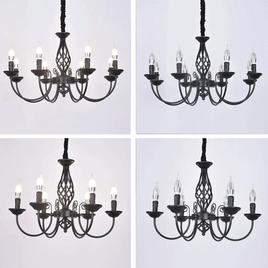 Traditional Metal Chandelier Lamp With Swooping Arms - 3/4/5 Lights Black/White Perfect For Living