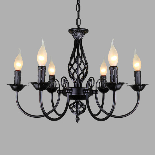 Traditional Metal Chandelier Lamp With Swooping Arms - 3/4/5 Lights Black/White Perfect For Living