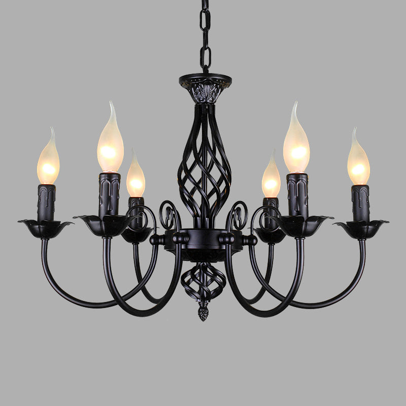 Traditional Metal Chandelier Lamp With Swooping Arms - 3/4/5 Lights Black/White Perfect For Living