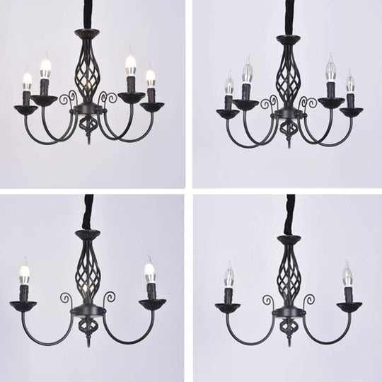 Traditional Metal Chandelier Lamp With Swooping Arms - 3/4/5 Lights Black/White Perfect For Living