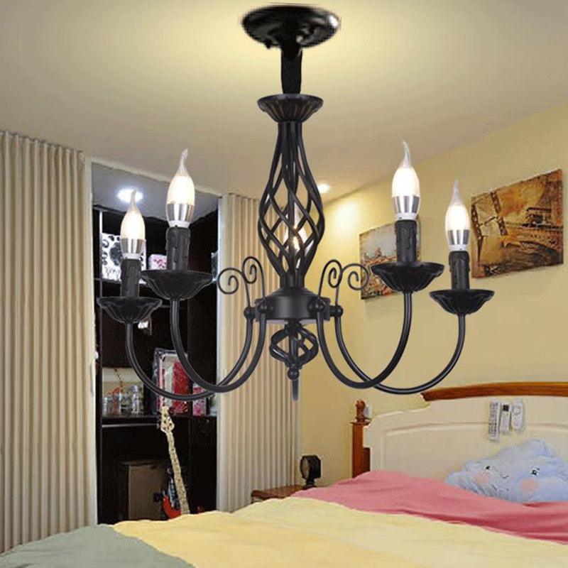 Traditional Metal Chandelier Lamp With Swooping Arms - 3/4/5 Lights Black/White Perfect For Living