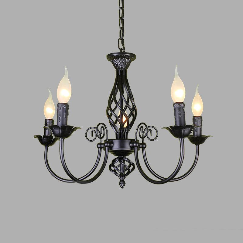 Traditional Metal Chandelier Lamp With Swooping Arms - 3/4/5 Lights Black/White Perfect For Living