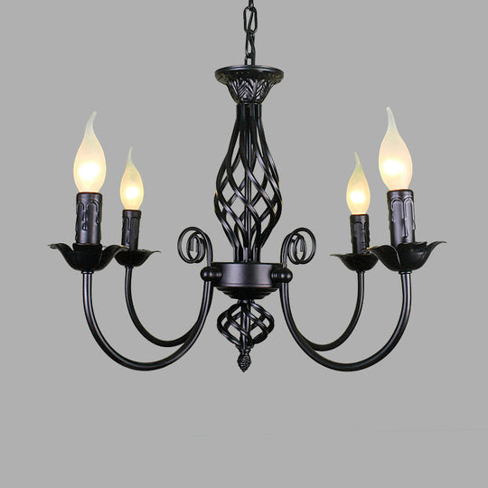 Traditional Metal Chandelier Lamp With Swooping Arms - 3/4/5 Lights Black/White Perfect For Living