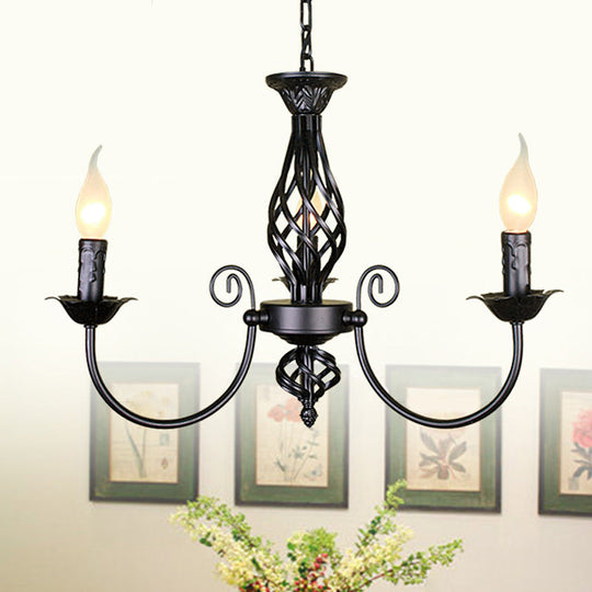 Traditional Metal Chandelier Lamp With Swooping Arms - 3/4/5 Lights Black/White Perfect For Living