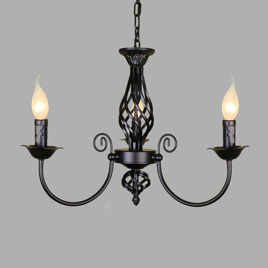 Traditional Metal Chandelier Lamp With Swooping Arms - 3/4/5 Lights Black/White Perfect For Living