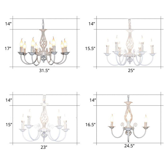 Traditional Metal Chandelier Lamp With Swooping Arms - 3/4/5 Lights Black/White Perfect For Living