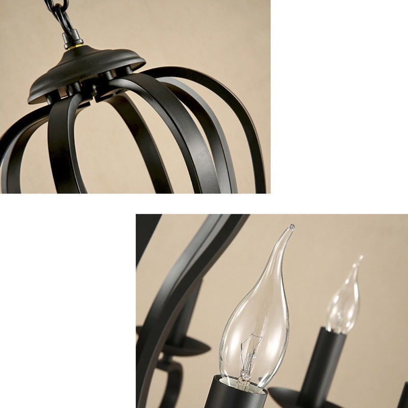 Swirled Black Arm Pendant Chandelier - Classic Metal Design With 3/5/6 Lights For Living Room