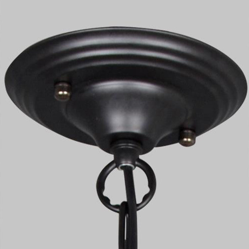 Classic Black Swirled Arm Pendant Chandelier 5/6 Lights Metal Fixture For Living Room Ceiling