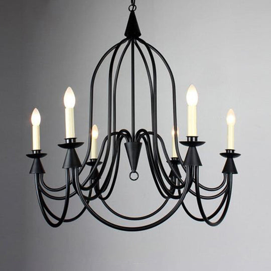 Modern Black Curved Arm Dining Room Chandelier - 3/6 Lights Metal Hanging Light Fixture 6 /