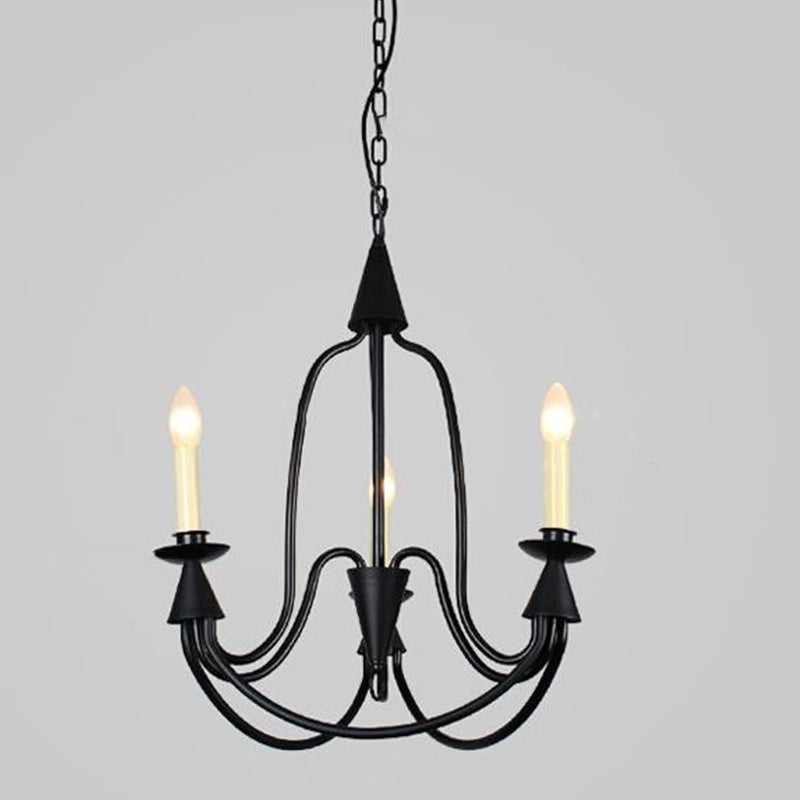 Modern Black Curved Arm Dining Room Chandelier - 3/6 Lights Metal Hanging Light Fixture 3 /