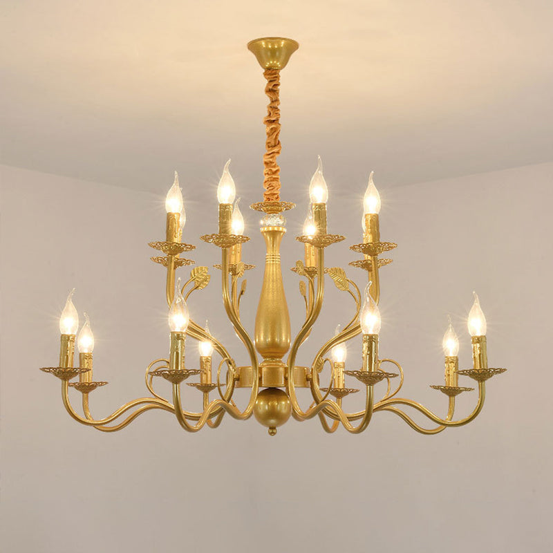 Traditional Gold Chandelier With Swooping Arms - 6/12/16 Lights Pendant Lamp