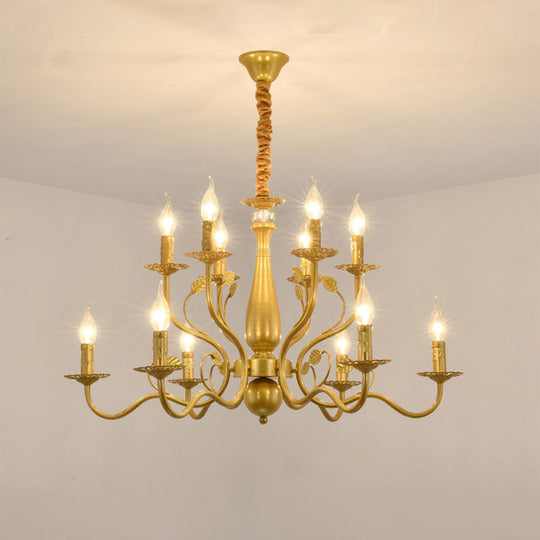 Traditional Gold Chandelier With Swooping Arms - 6/12/16 Lights Pendant Lamp