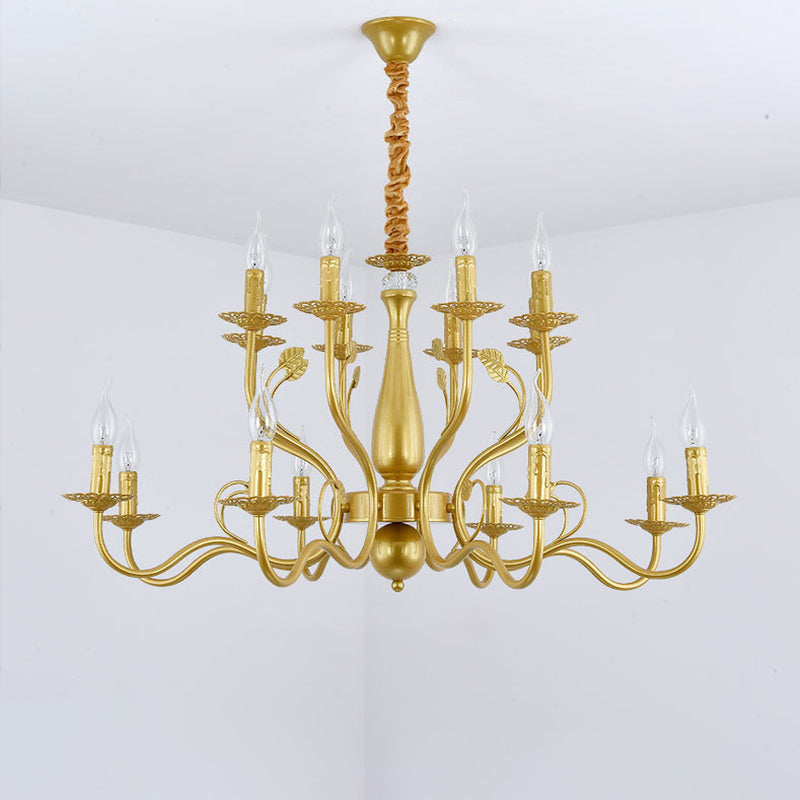 Traditional Gold Chandelier With Swooping Arms - 6/12/16 Lights Pendant Lamp