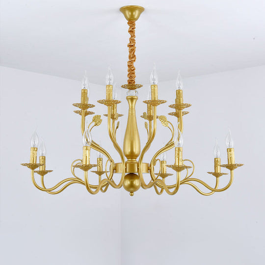 Traditional Gold Chandelier With Swooping Arms - 6/12/16 Lights Pendant Lamp