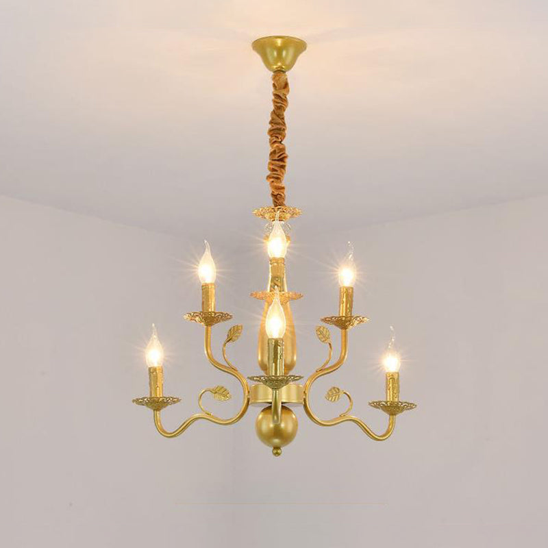 Traditional Gold Chandelier With Swooping Arms - 6/12/16 Lights Pendant Lamp