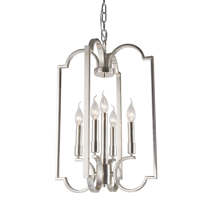 Classic Silver Candle Chandelier - Elegant Metal Pendant Light For Dining Room Ceiling