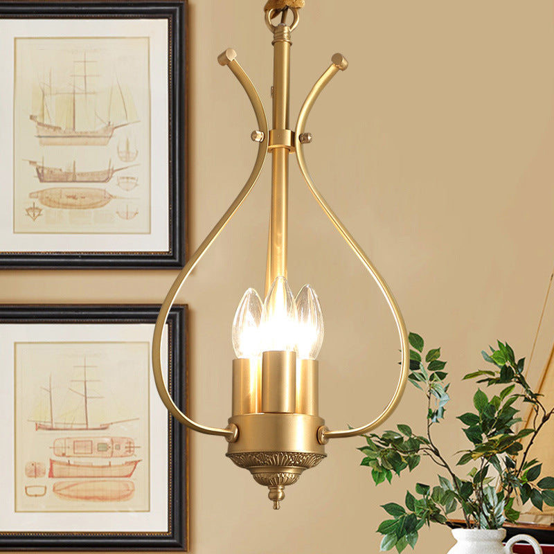 Classic 4-Light Gold Candle Chandelier - Dining Room Pendant Lighting With Metal