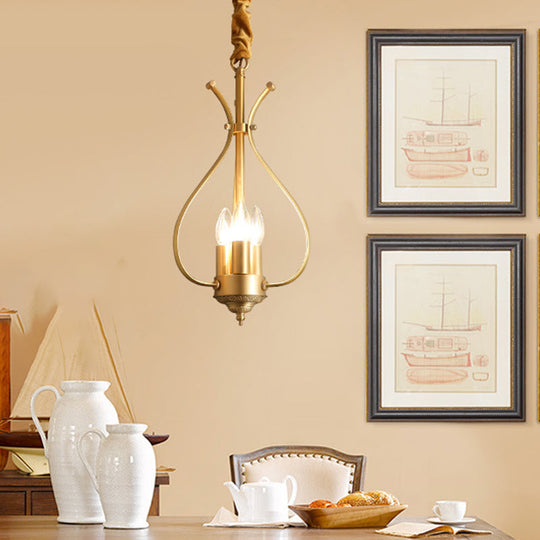 Classic 4-Light Gold Candle Chandelier - Dining Room Pendant Lighting With Metal