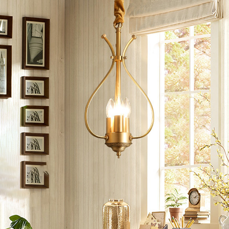 Classic 4-Light Gold Candle Chandelier - Dining Room Pendant Lighting With Metal