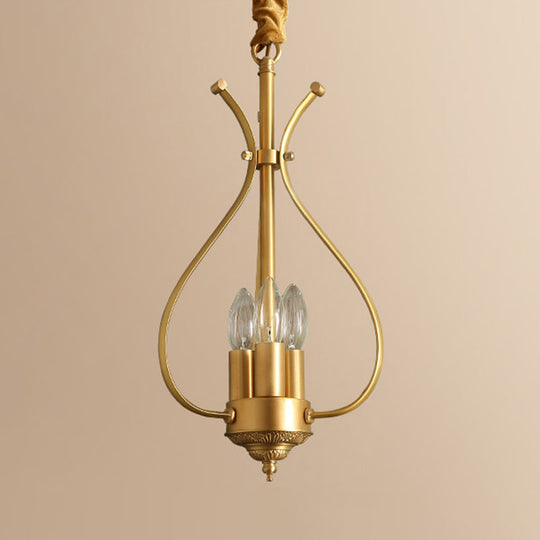 Classic 4-Light Gold Candle Chandelier - Dining Room Pendant Lighting With Metal