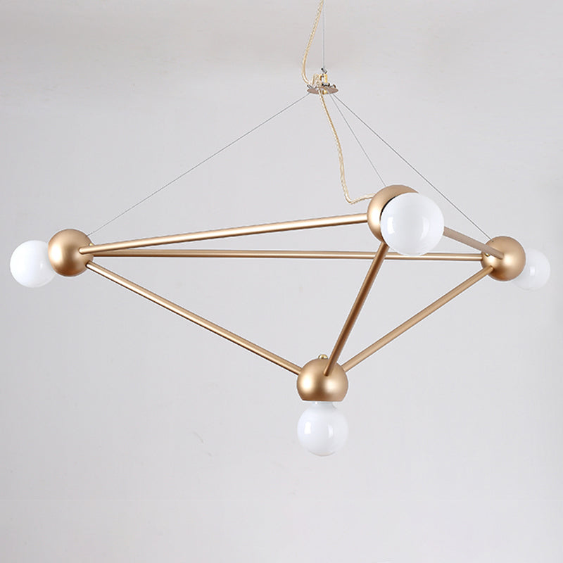 Gold Geometric Pendant Chandelier - Classic Metal Hanging Light For Bedroom