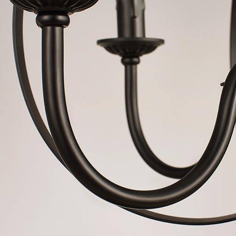 Metal Black Pendant Chandelier - Swirled Arm 5-Light Fixture For Living Room