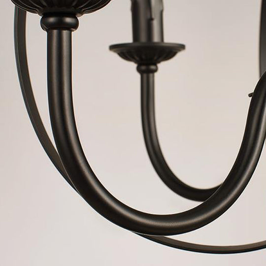 Metal Black Pendant Chandelier - Swirled Arm 5-Light Fixture For Living Room