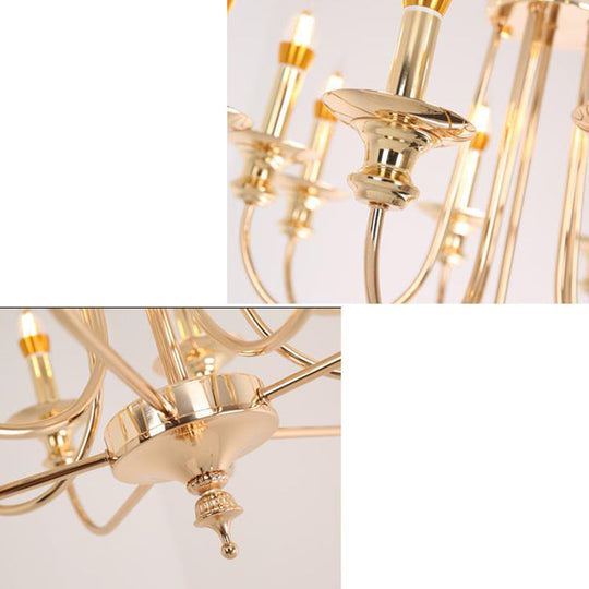 Gold Metal Chandelier With 10 Classic Lights - Dining Room Pendant Lighting