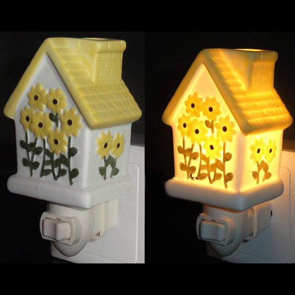 1 Light Lodge Ceramics Wall Sconce Night With Lighthouse Design - Pink/White/Yellow