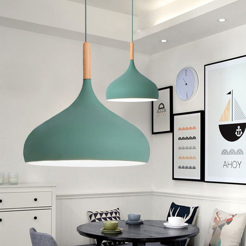 Aluminum Onion Pendant Lamp W/ 1 Light - Perfect For Meeting Rooms And Suspended Macaron Style