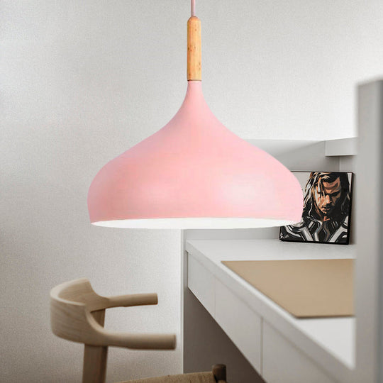 Aluminum Onion Pendant Lamp W/ 1 Light - Perfect For Meeting Rooms And Suspended Macaron Style