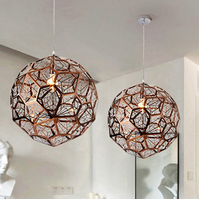 12"/16"/19.5"W Faceted Globe Pendant Light in Contemporary Rose Gold Finish