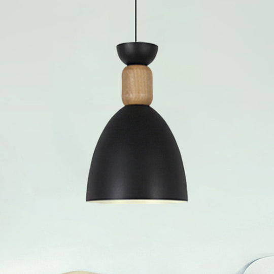 Macaron Dining Room Suspended Light Fixture with Metal and Wood Accents