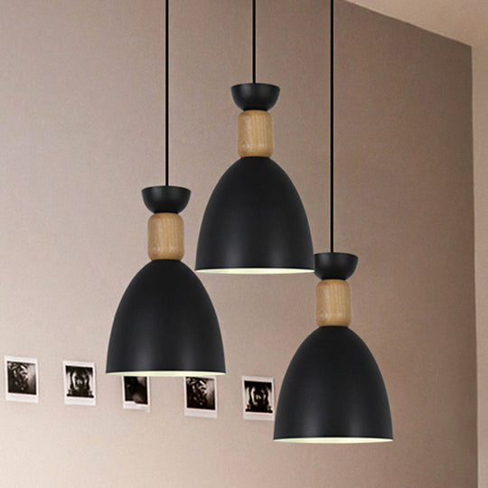 Macaron Dining Room Suspended Light Fixture with Metal and Wood Accents