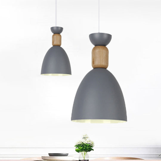 Macaron Dining Room Suspended Light Fixture with Metal and Wood Accents