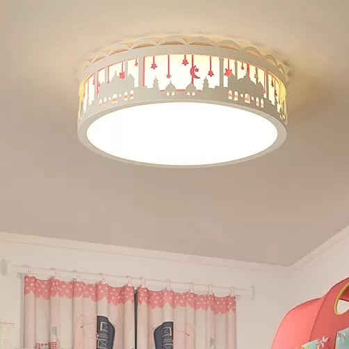 Castle Metal Flush Ceiling Light - Modern Style Lamp for Kids Bedroom