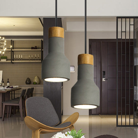 Nordic Ceiling Pendant Torch Shape Cement Light - Stylish One Hanging Fixture For Bedroom And Hotel