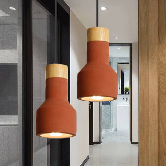 Nordic Ceiling Pendant Torch Shape Cement Light - Stylish One Hanging Fixture For Bedroom And Hotel